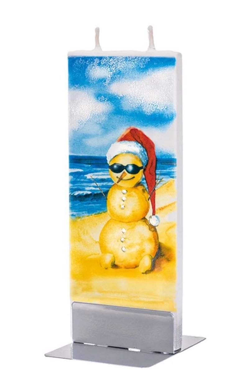 Hand-Painted Christmas Beachman Flat Candle