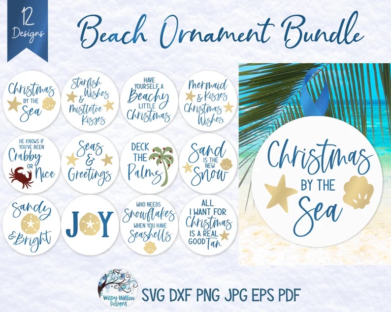 Beach Christmas Ornament SVG Bundle
