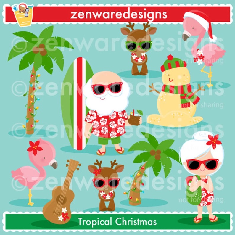 Tropical Christmas Clip Art