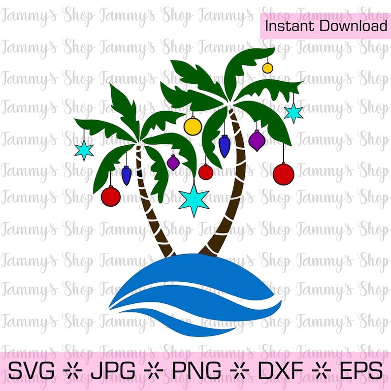 Palm Trees with Christmas Ornaments Digital Art