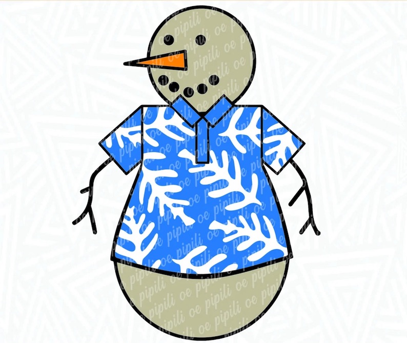Aloha Shirt Snowman Clip Art