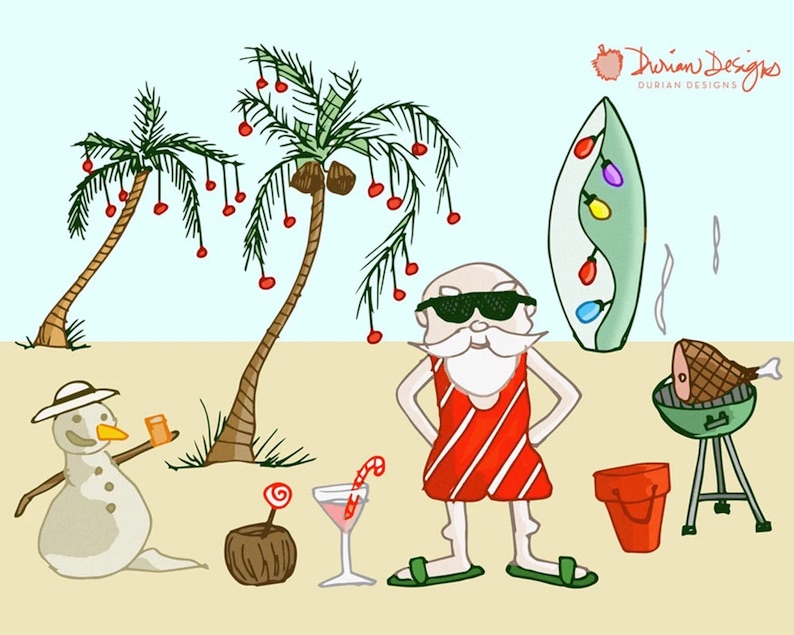 Tropical Beach Christmas Party Clip Art
