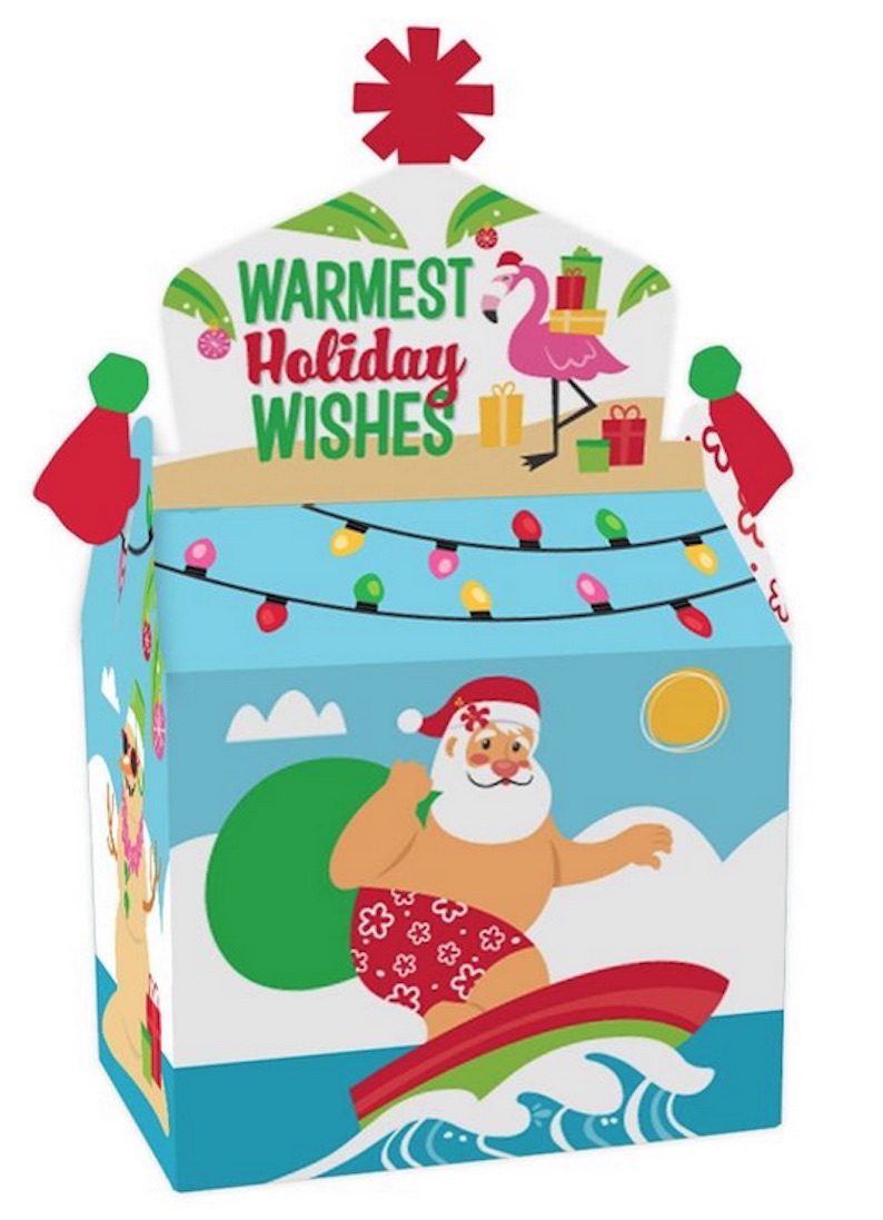 Beach Santa Holiday Party Goodie Gable Boxes