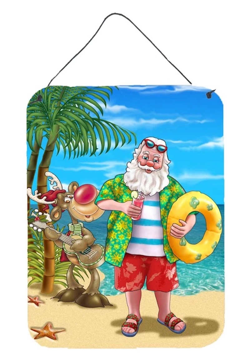 Santa's Beach Party Print on Metal