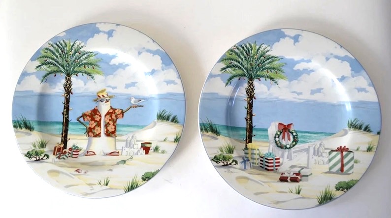Snowman's Tropical Beach Party Salad/Dessert Plates