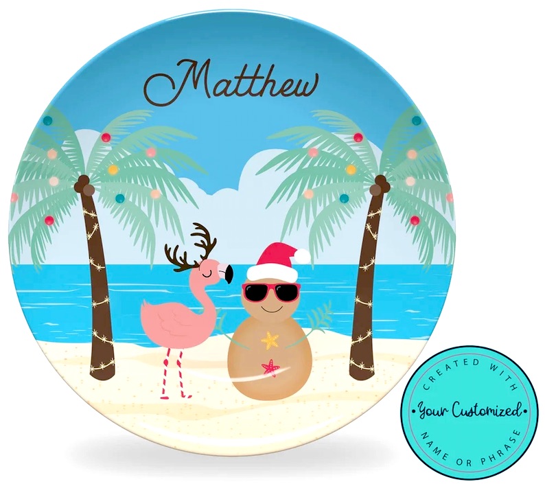 Personalized Tropical Christmas Plate