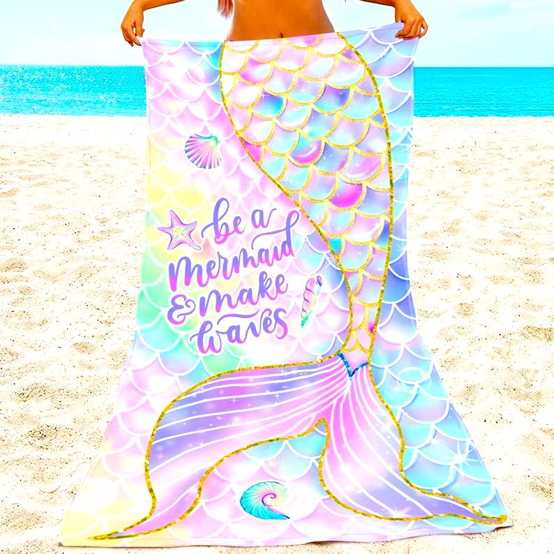 Be a Mermaid and Make Waves Beach Towel