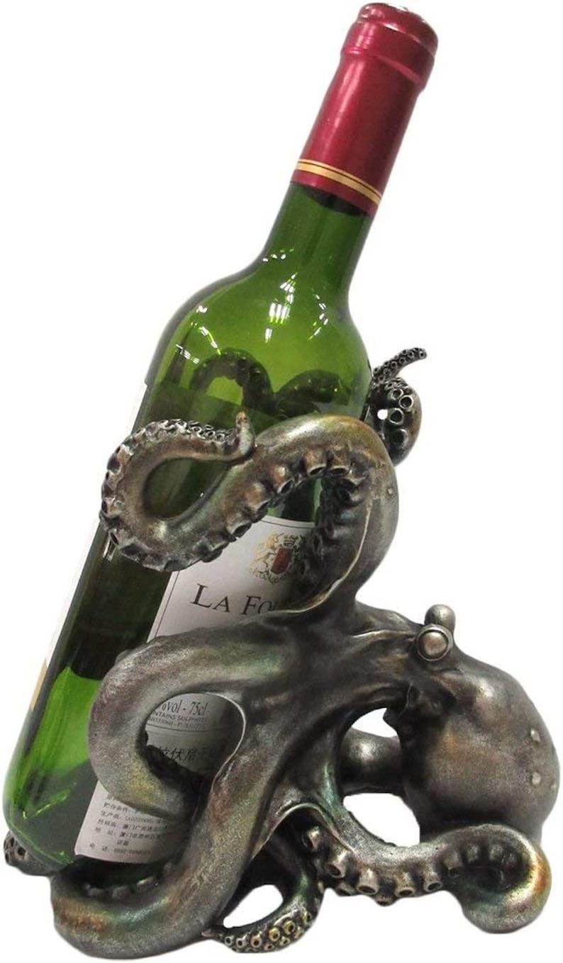 Rustic Silver Octopus Wine Holder