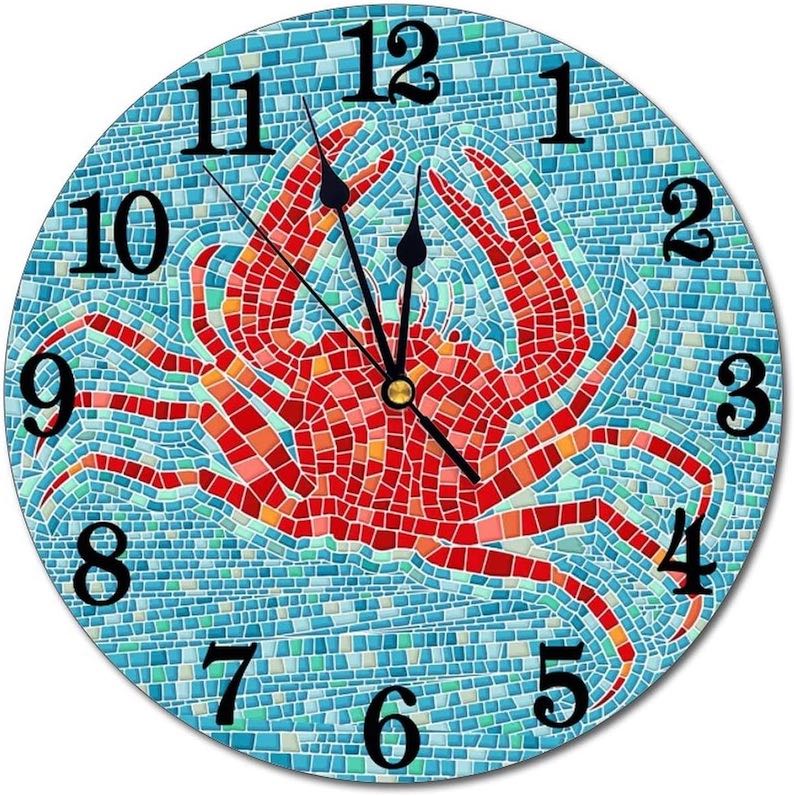Mosaic Sea Crab Wall Clock