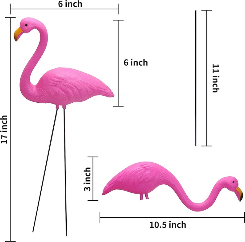 Pink Flamingo Yard Ornament Stakes