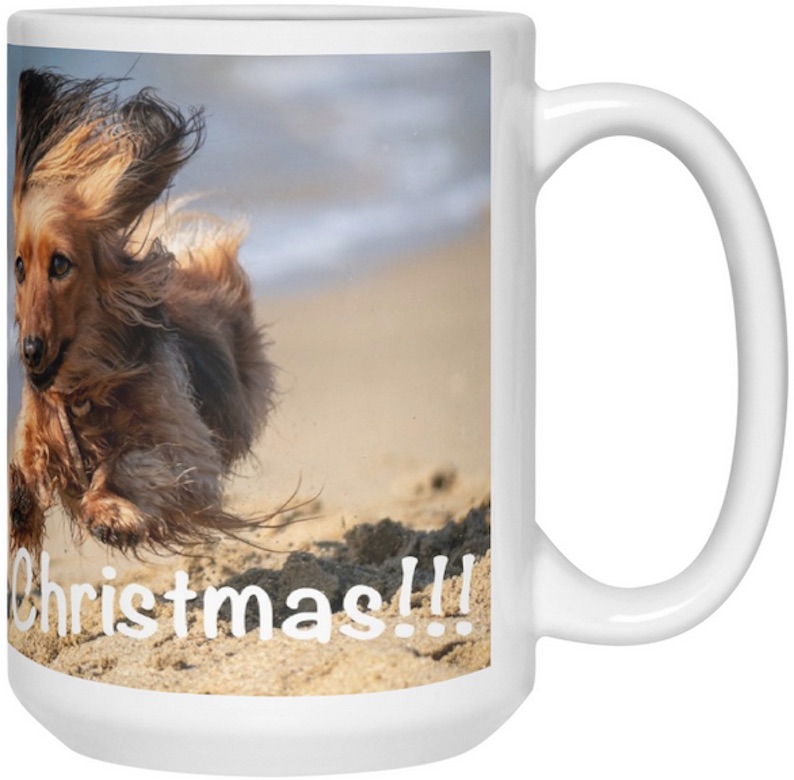 Christmas Dogs at the beach - coffee mug