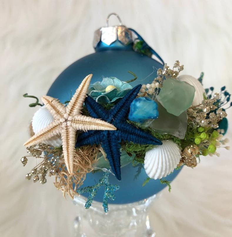 Real Encased Starfish Seashells Sand Beach Tropical Christmas Tree Ornament 