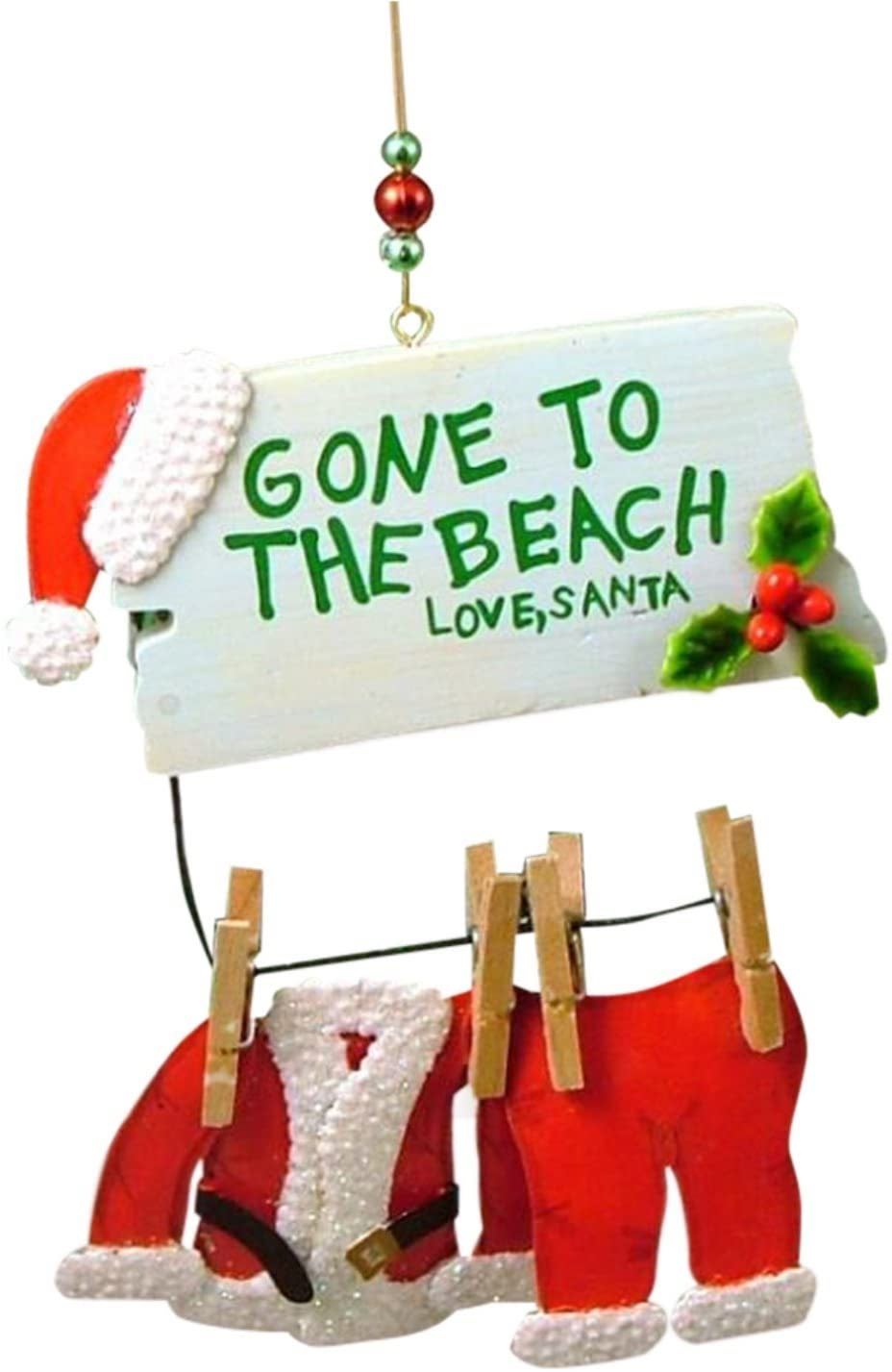 Santa Gone to The Beach Clothesline Coastal Christmas Ornaments