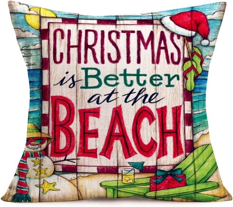 Christmas is Better at Beach Decor Throw Pillow