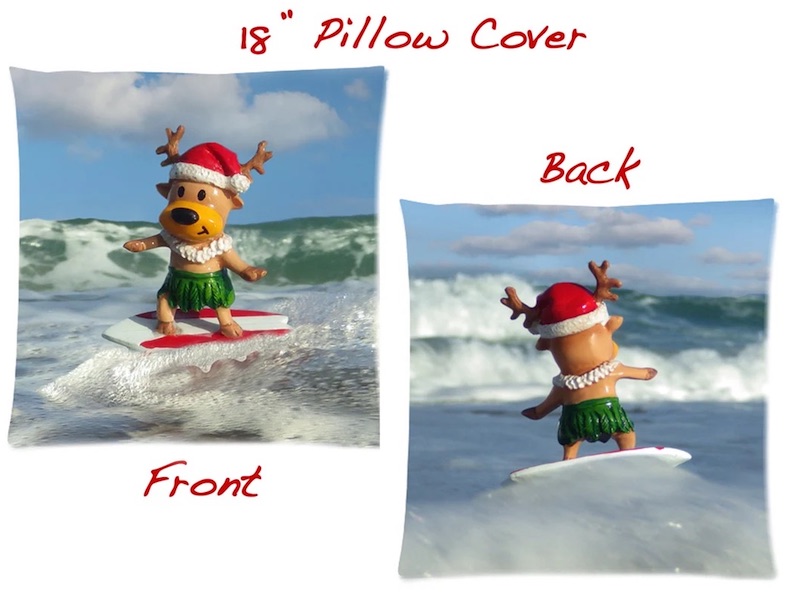 Reindeer Surfer Throw Pillow Cover