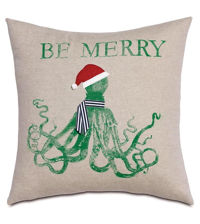 Festive Holiday Octopus Pillow Cover