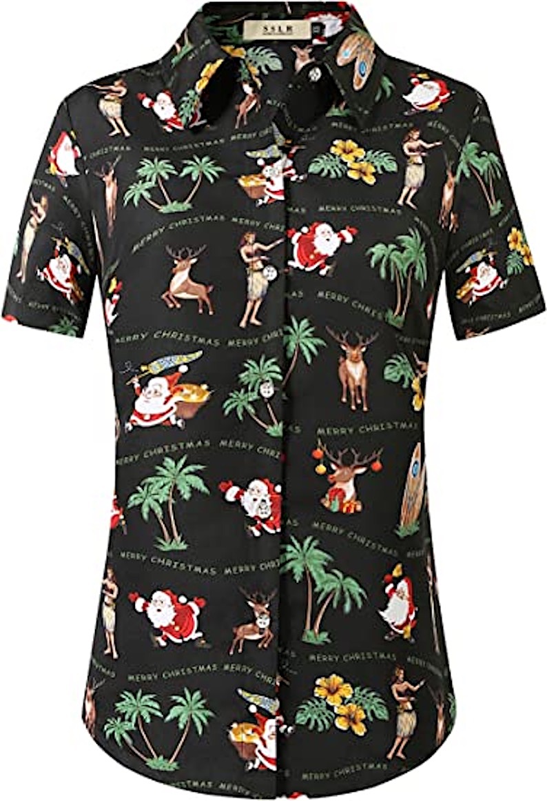 Beach Santa Claus Women's Hawaiian Shirt