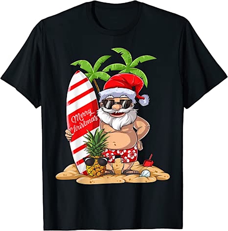 Surfin' Santa Merry Christmas T-Shirt