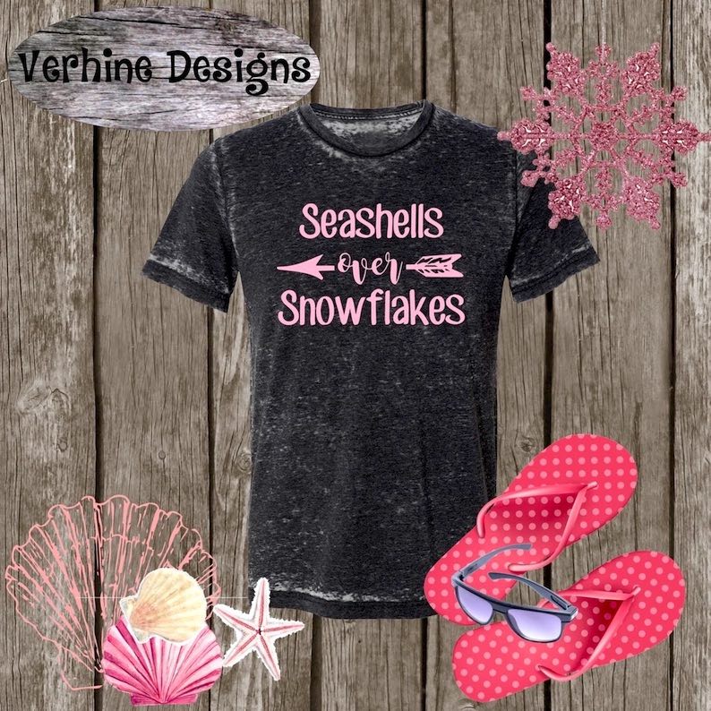 Seashells Over Snowflakes T-shirt