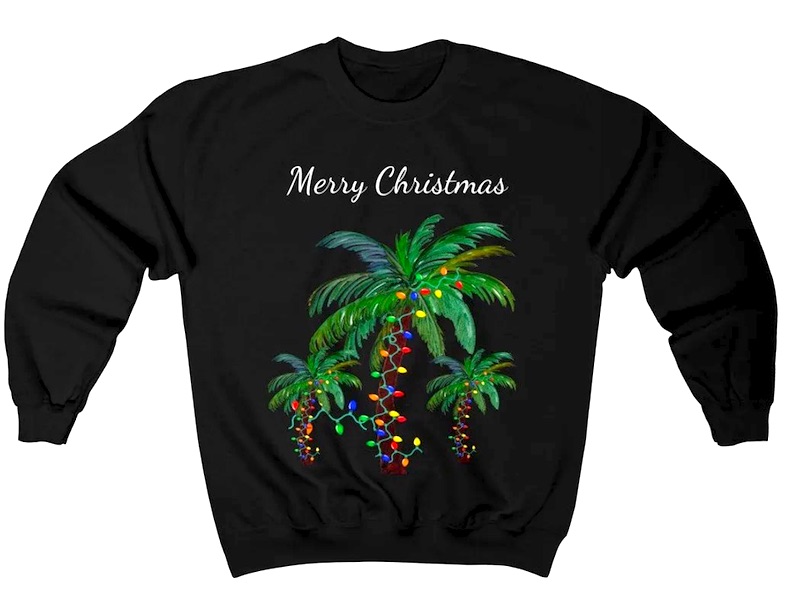 Christmas Lights on a Palm Tree Sweatshirt
