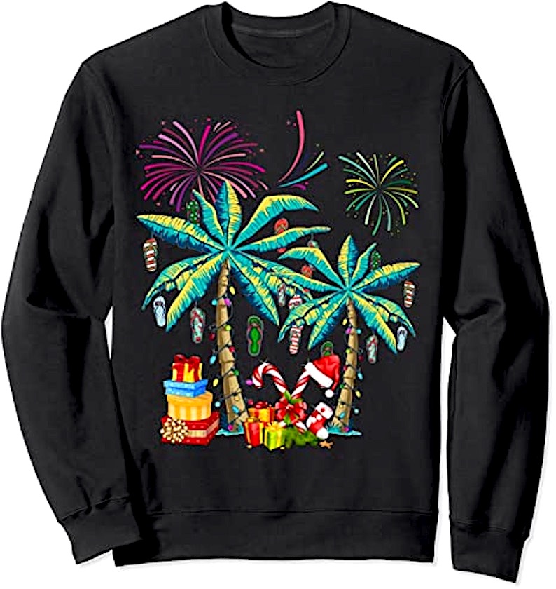 Decorated Palm Tree Tropical Christmas Sweatshirt