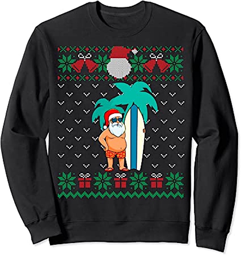 Santa with Surfboard Sweatshirt