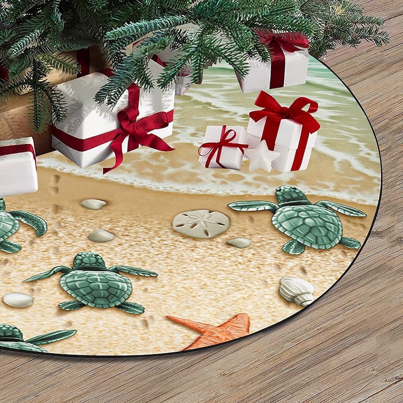 Beach Turtle Christmas Tree Skirt