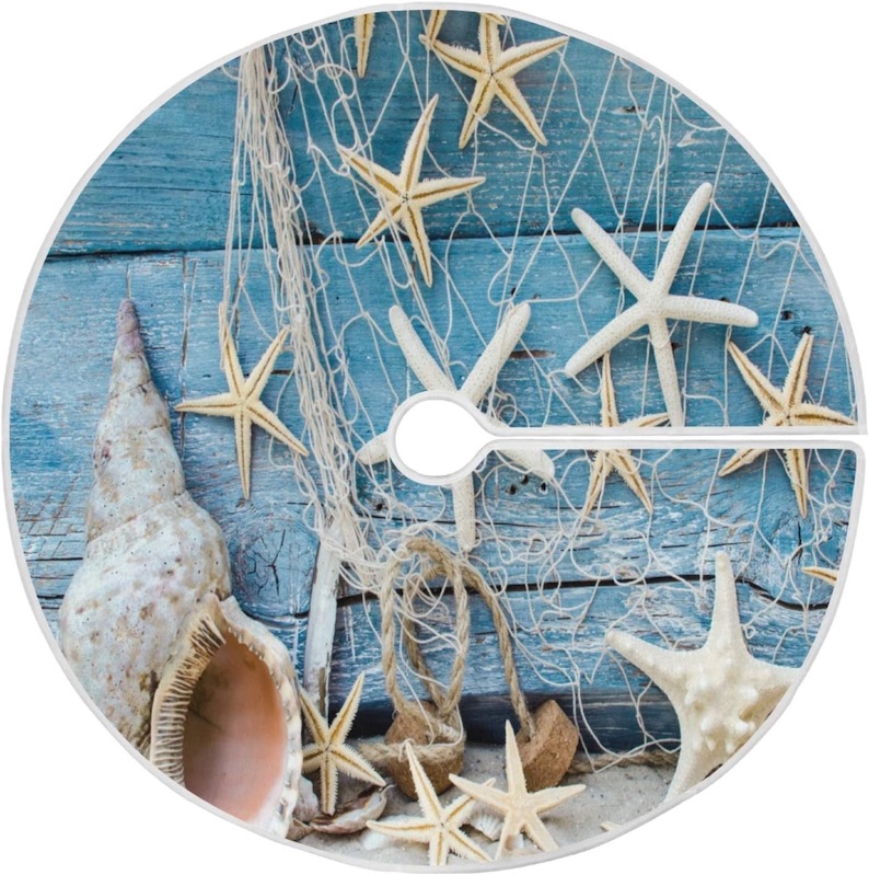 Seashell and Starfish Christmas Tree Skirt