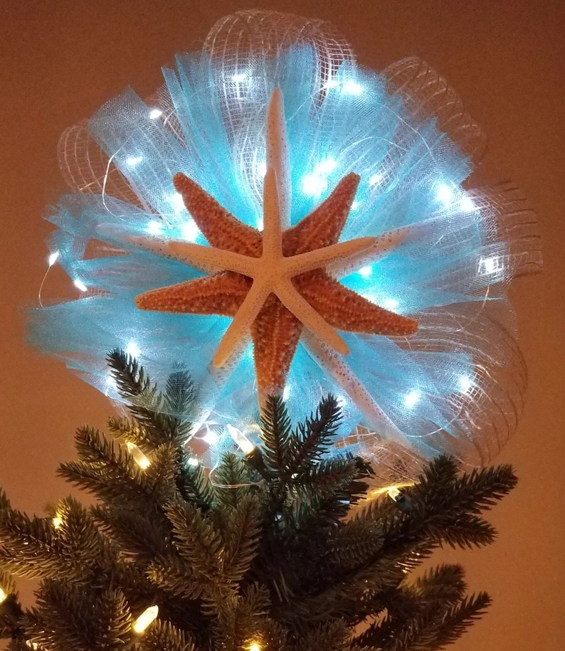 Lighted Starfish Tree Topper with Remote