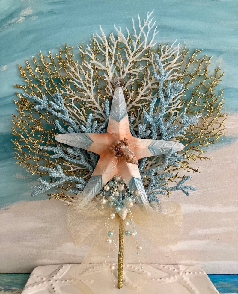 Starfish Christmas Tree Topper featuring Sea fan Coral