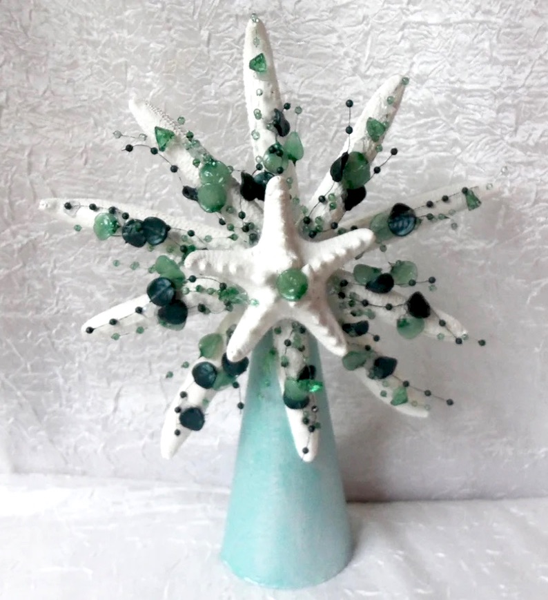 Starfish Tree Topper with Blue and Green Sprays