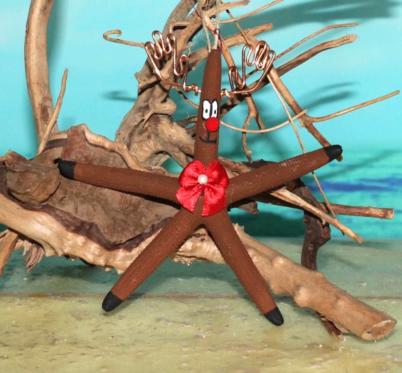 Reindeer Starfish Christmas Ornament