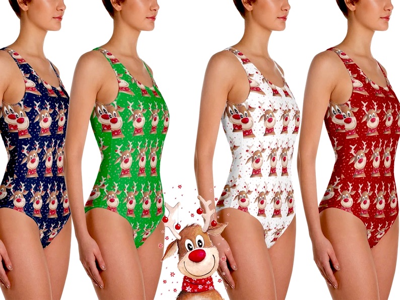 Women's Reindeer One-Piece Swimsuit