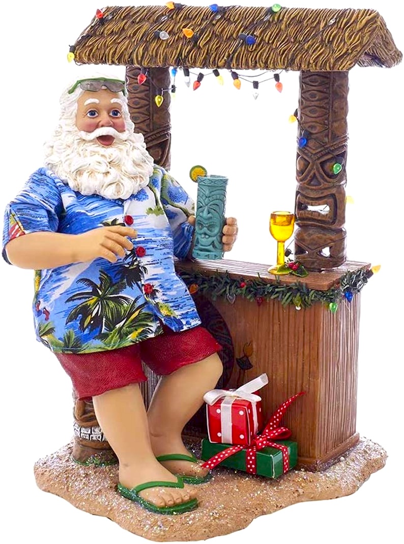 11-Inch Beach Santa at Tiki Bar Figurine