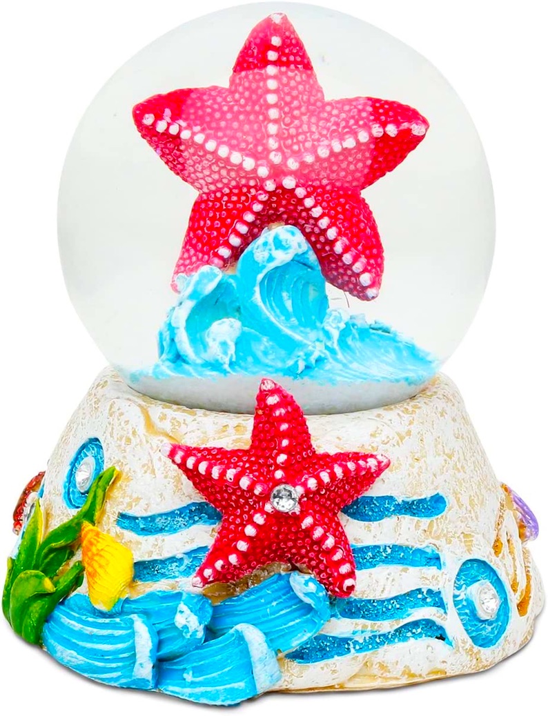 Starfish on a Wave Snow Globe