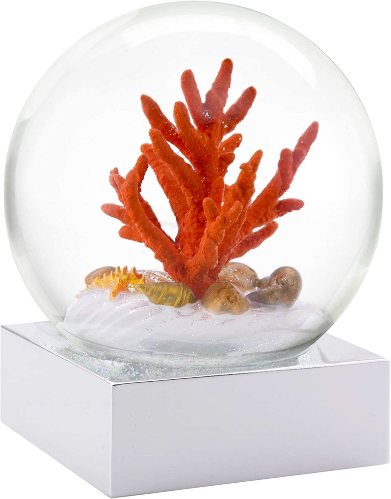 Bright Red Coral Snow Globe