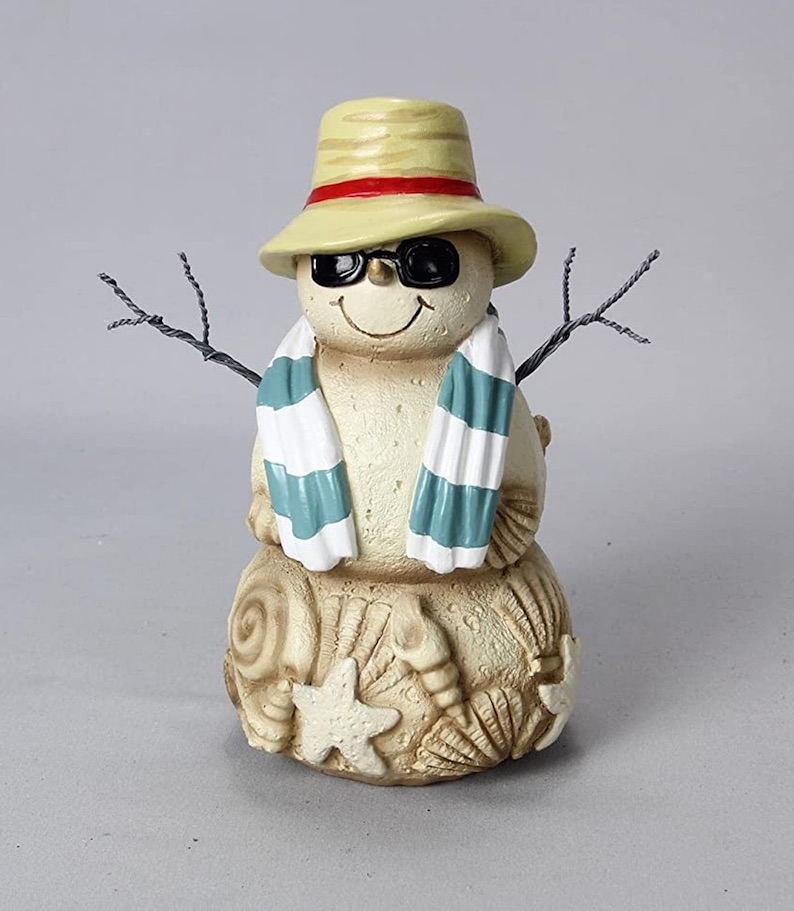 Resin Sand Snowman Figurine (7 inches tall)