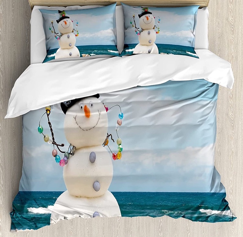 Beach Snowman Decorative 3-Piece Bedding Set