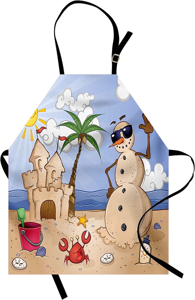 Waving Snowman on the Beach Apron