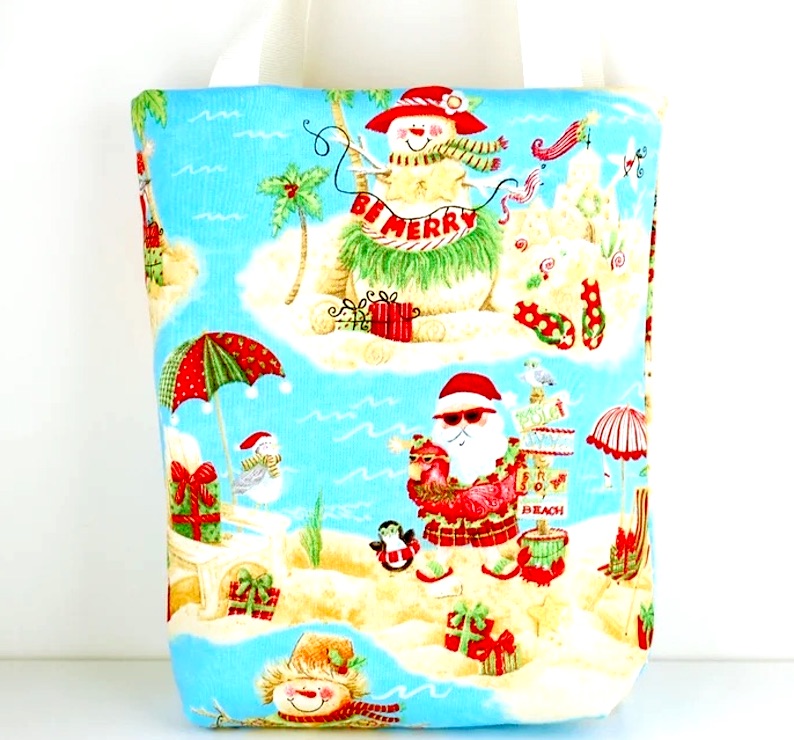 Beach Christmas Fabric Gift Bag