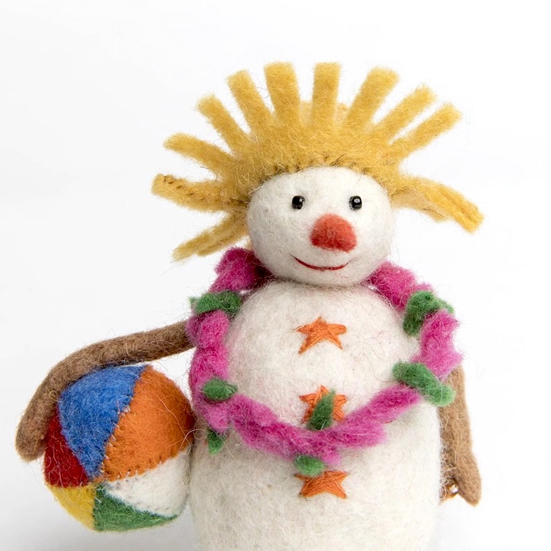 Beach Snowman with Beach Ball Felt Ornament