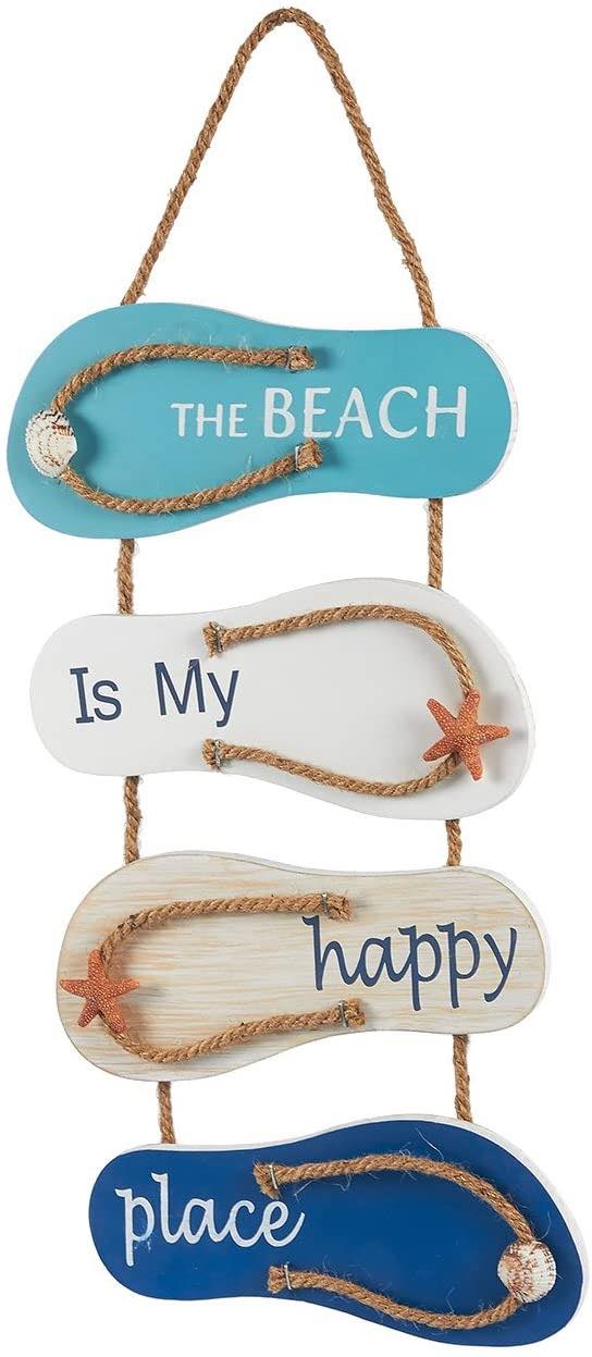 Flip Flop Wall Ornament, Wooden Slippers Hanging Decoration