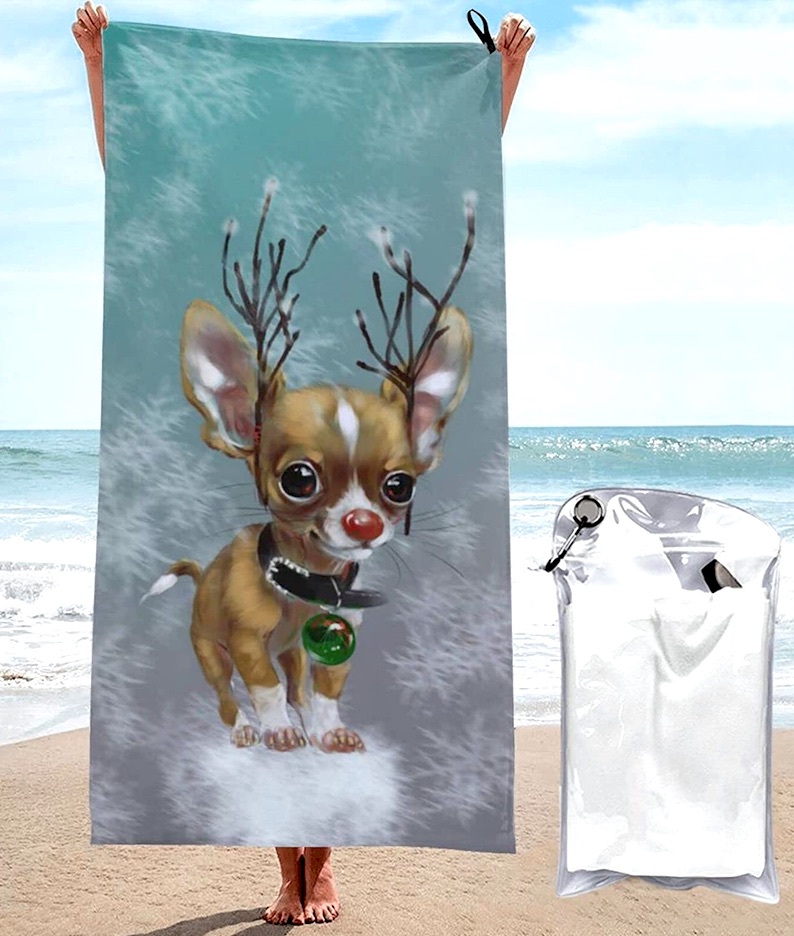 Chihuahua Reindeer Super Soft Beach Towel