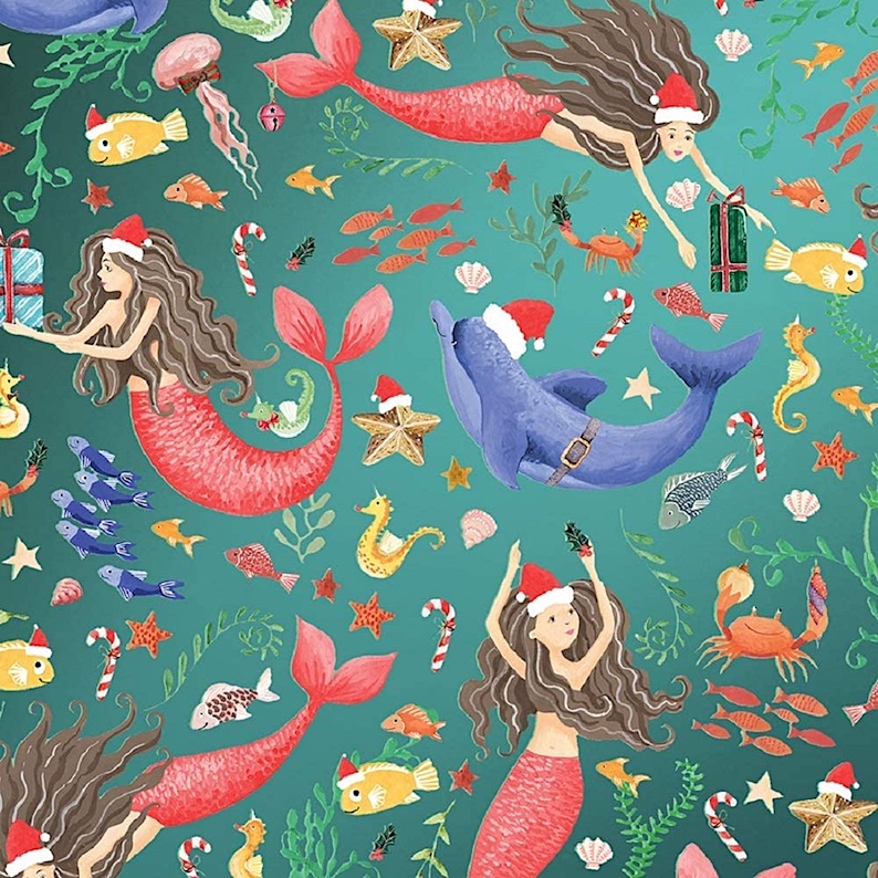 Merry Mermaids Holiday Wrapping Paper