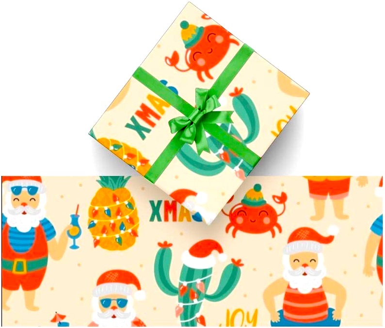 Wrapping Paper - Santa with Pina Colada