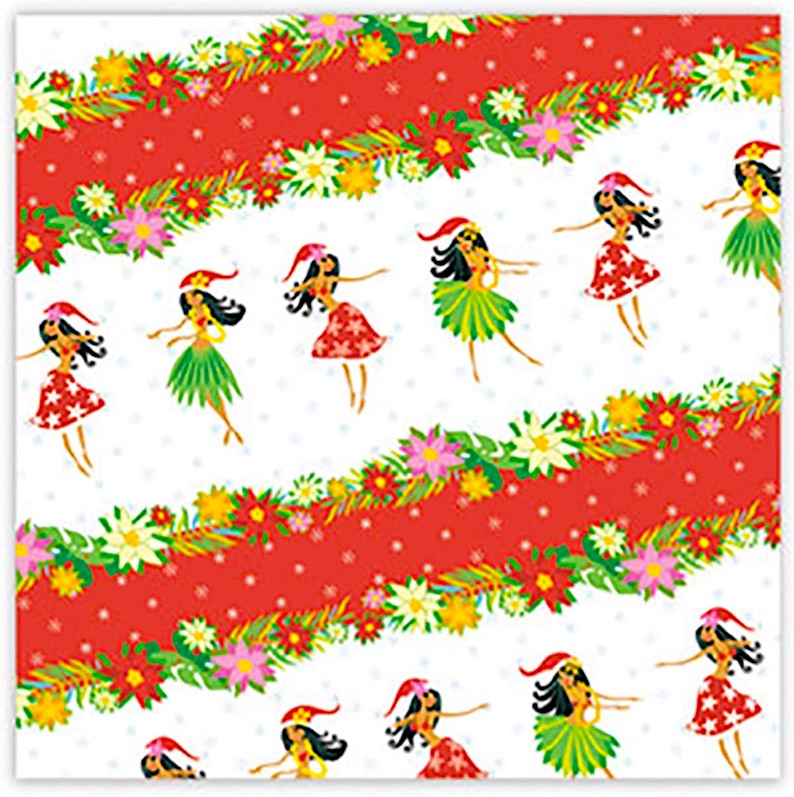 Holiday Hula Dancers Hawaiian Christmas Gift Wrap Paper