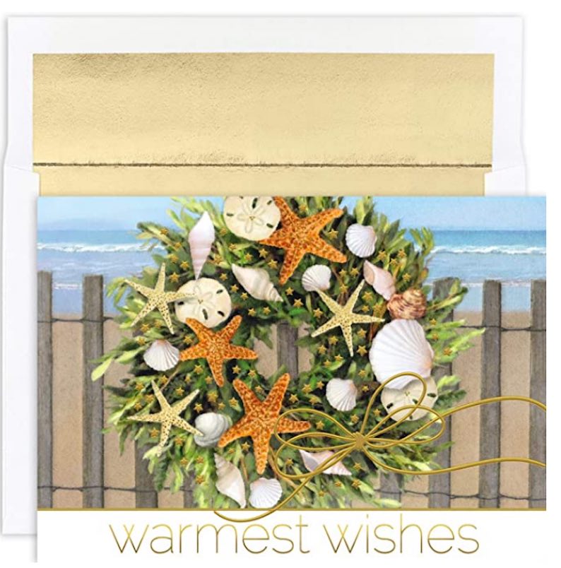 Warmest Wishes Beach Christmas Wreath (18 cards)