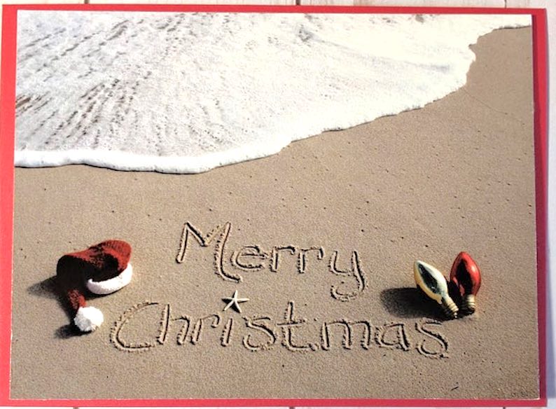 Merry Christmas Carved in Sand (5 cards)