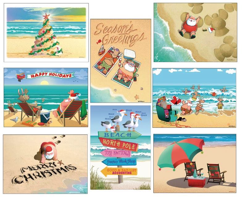 Santa on the Beach Variety Pack (8 designs / 24 cards)