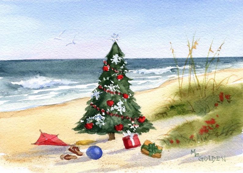 Christmas at the Beach card- Coastal Christmas Card